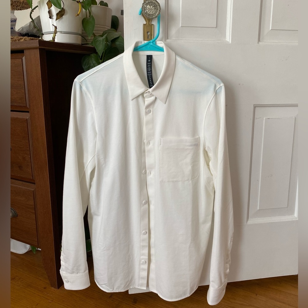 Men’s Lululemon Commission Long-Sleeve Shirt. White.